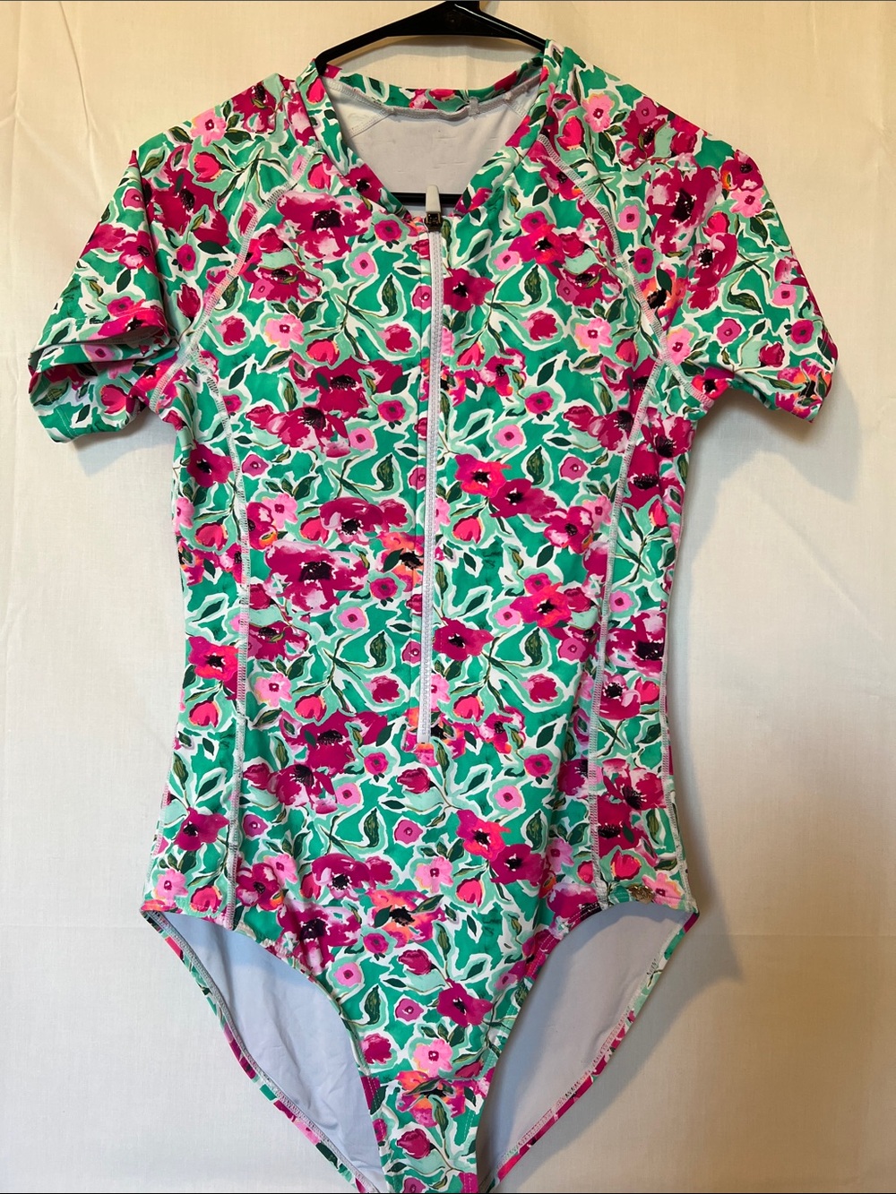 Vintage America Floral One-Piece Swimsuit in Green & Pink